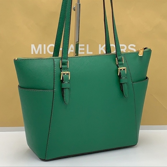 MICHAEL KORS Charlotte Large Leather Top-Zip Tote
Palmetto Green 
NWT - Picture 6 of 16